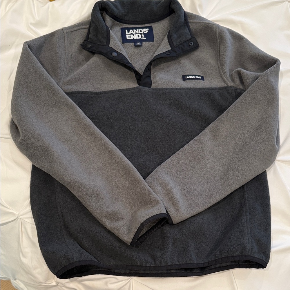 Lands' End Two-Tone Gray Fleece Pullover